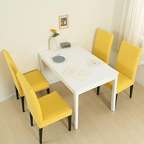 Chickwin 4 Pack Yellow Stretch Dining Chair Covers