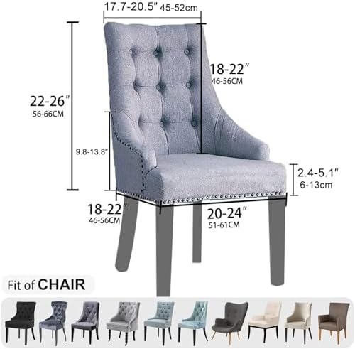 Lellen Wingback Chair Covers - 4PCS Reed Leaf Pattern