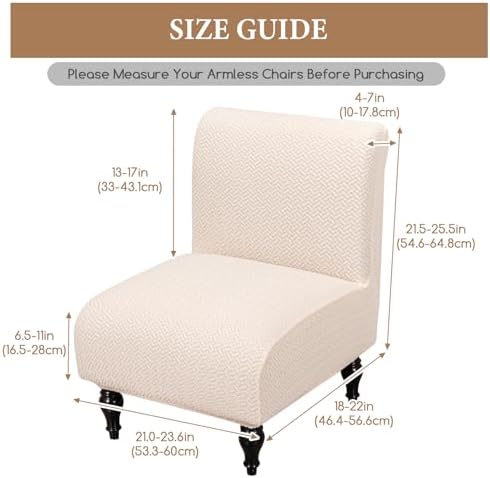 FUANGUI Armless Chair Cover Slipcover for Living Room