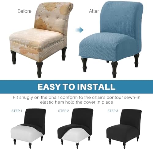 MIFXIN Armless Accent Chair Cover Jacquard Blue