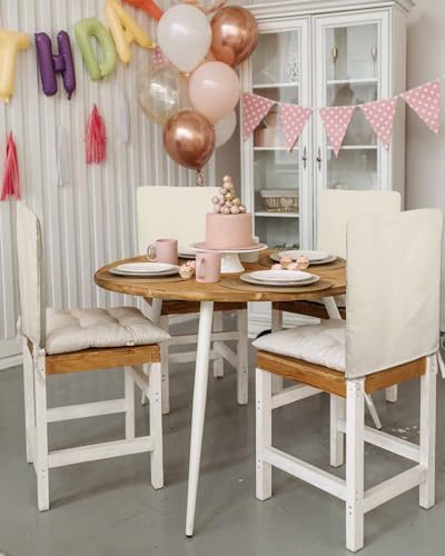 Cream Beige Chair Back Covers 4 Pcs Dining Room Slipcovers