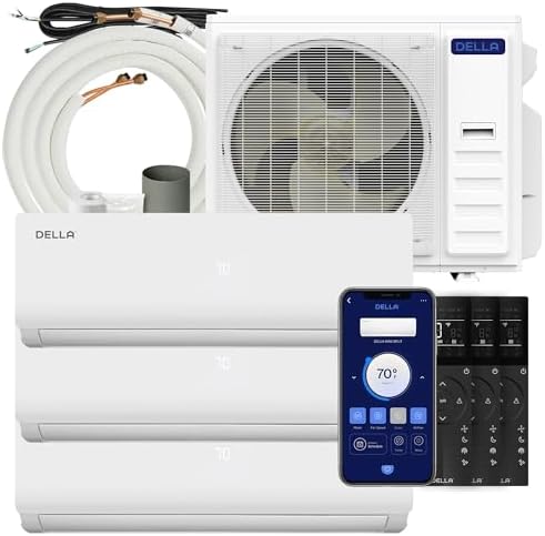 Della 3 Zone Mini Split Air Conditioner 35000 BTU 19 SEER2 208-230V