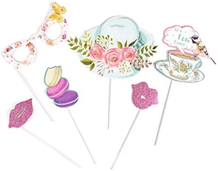 SUNBEAUTY 14 Pcs Tea Party Photo Booth Props Kit