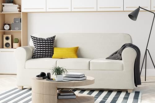 Zenna Home Simply Fit 4-Piece Steps Stretch sofa Slipcover Ecru