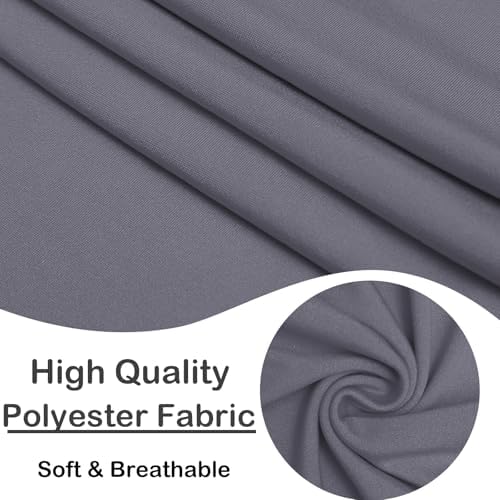 Qubjus 2 Pack Stretch Spandex Dining Chair Covers with Skirt - Grey