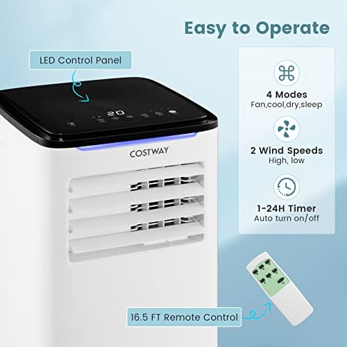 COSTWAY 8000 BTU Portable AC Unit for 300 SqFt Room