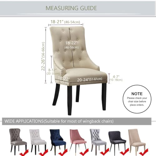 RHYII Waterproof Wingback Chair Cover Set of 4 Beige