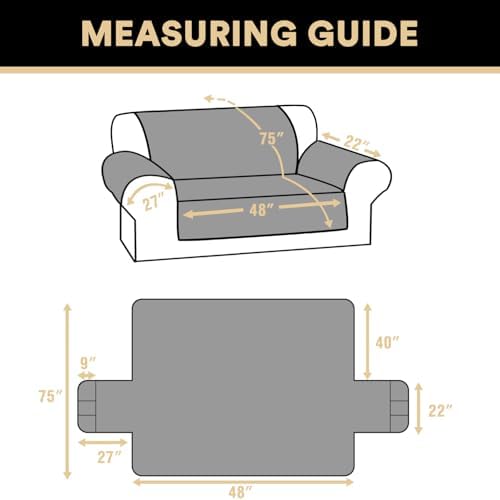 PrinceDeco Waterproof Loveseat Covers 48 Grey