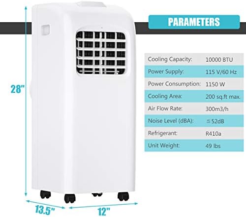 COSTWAY 8000 BTU Portable Air Conditioner with Remote Control