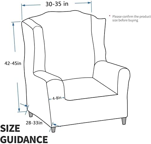 MAXIJIN Stretch Wingback Chair Cover Light Beige