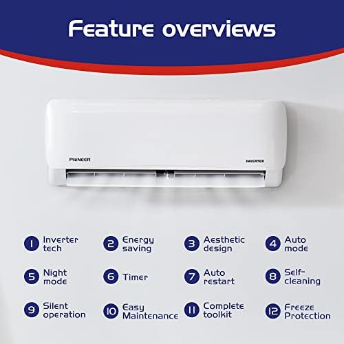 Pioneer WYS012G-20 Wall Mount Ductless Inverter Mini Split Heat Pump