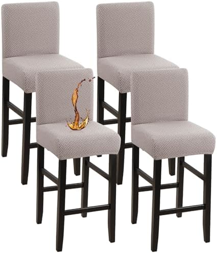 Waterproof Bar Stool Covers 4 Pack T-Khaki