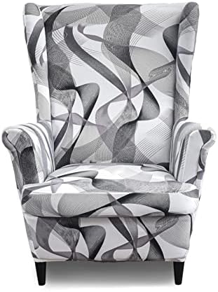 Jusmate Wing Chair Slipcovers 2 Piece Grey White