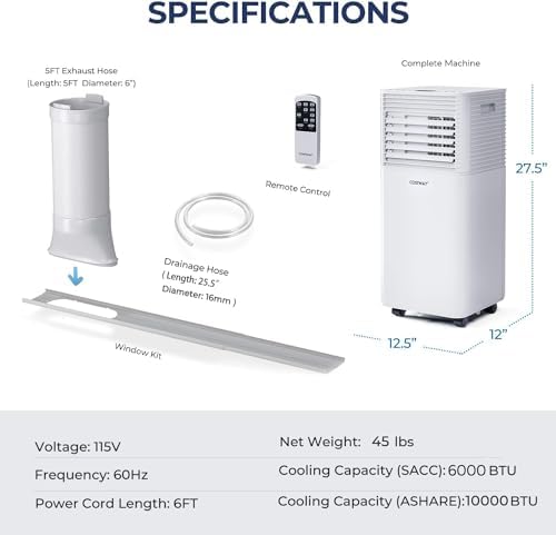 COSTWAY 10000BTU AC Portable Cooling 350sqft White