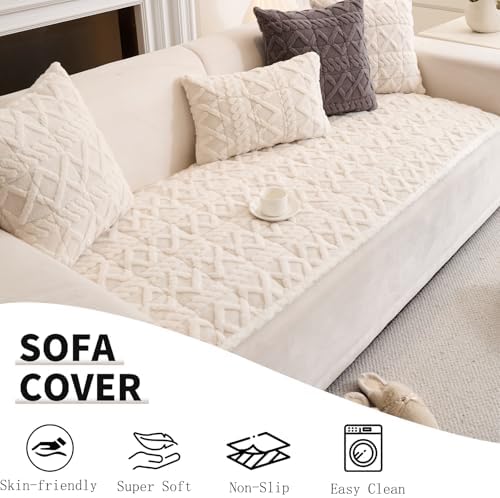 Plush Sofa Cover for Pets Cats Dogs 35x82 White
