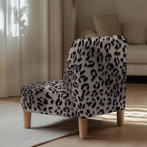 Grey Leopard Print Accent Chair Slipcover for Dining Room