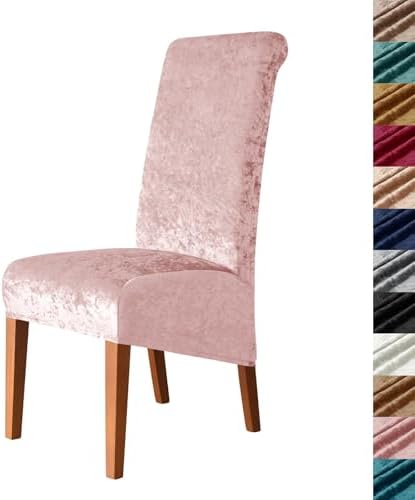 Velvet Stretch High Back Dining Chair Covers Set of 4