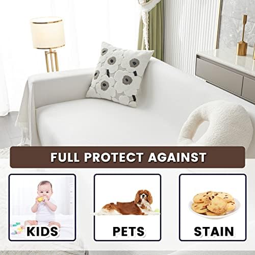 MYSKY HOME Sofa Covers for 2 Cushion Couches XL 71x118 White