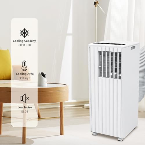 Takywep 8000BTUs Portable AC Unit with Cool Fan Dehumidifier Sleep Mode White