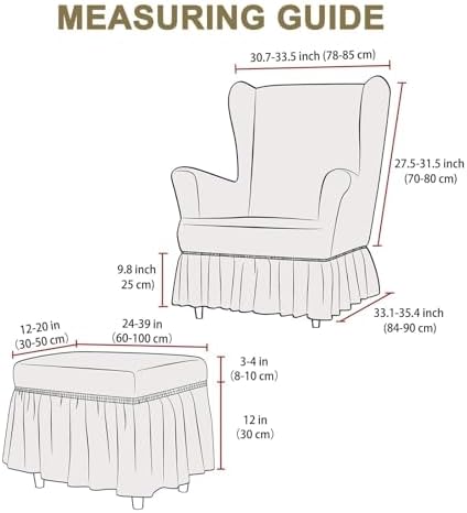 Stretch Seersucker Wingback Chair Slipcover Set