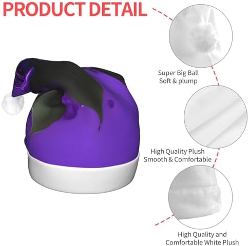 Purple Rose Print Christmas Hat with LED Lights