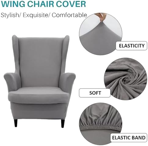Wingback Chair Cover - Slipcover for Living Room One Size White