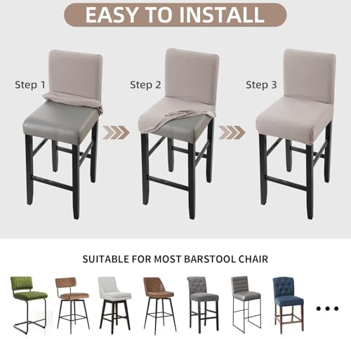 Waterproof Bar Stool Covers 4 Pack T-Khaki