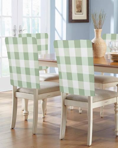Sage Green Buffalo Check Chair Covers Set of 4