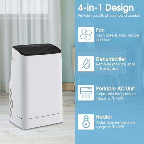 KOTEK 15000 BTU Portable AC with Heat for 800 SqFt Room
