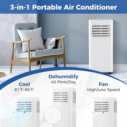 Dortala 8000 BTU Portable AC Unit with Fan and Dehumidifier
