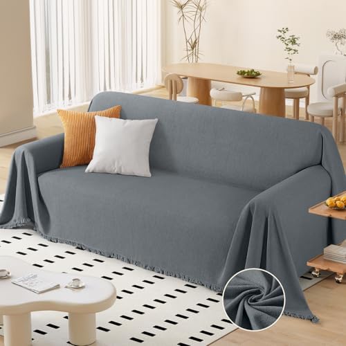 TAOCOCO Sofa Slipcover with Tassels 71x134 Dark Grey