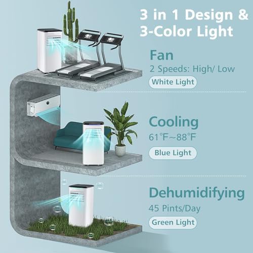 DORTALA 8000 BTU Portable AC 3 in 1 Cooler Fan Dry Unit