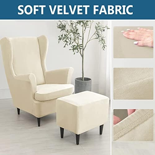 Zpeak Wingback Chair and Ottoman Slipcover Set