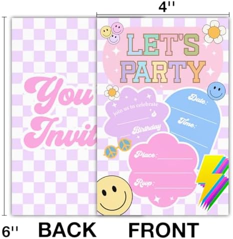 RNYJJ Retro Smile Party Invitations 20 Count Double Sided