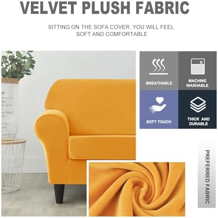 Deisy Dee Velvet Sofa Slipcovers - Pet Friendly 3 Cushion Cover Set