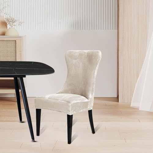 Velvet Dining Chair Cover Set of 4 Beige