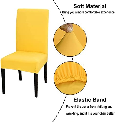 Chickwin 4 Pack Yellow Stretch Dining Chair Covers