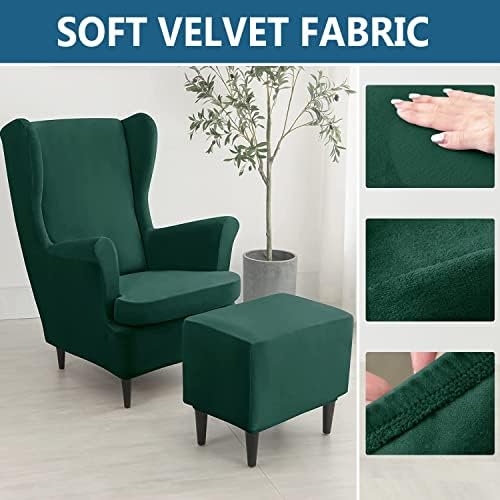Fibita Wing Back Chair Ottoman Slip Cover Set
