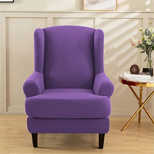 Solid Color Wingback Chair Covers 2 Piece Purple