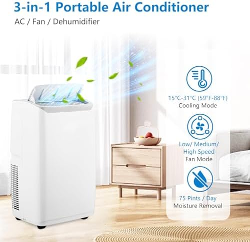 Takywep 14000 Btu Portable AC Unit with Fan and Dehumidifier