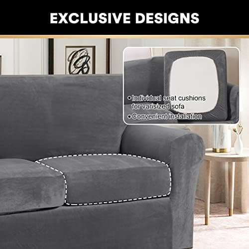 PrinceDeco Velvet Sofa Slipcover 3 Piece for 2 Cushion Couch