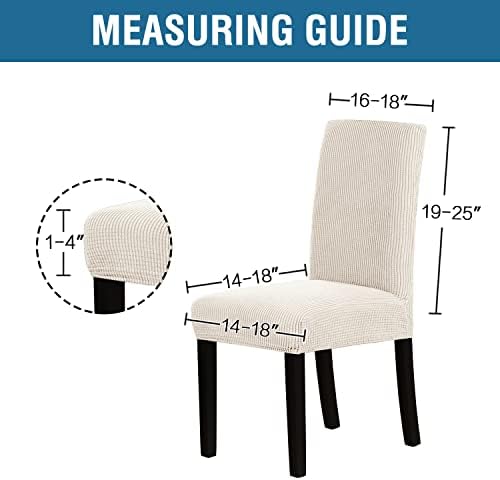 HVERSAILTEX Stretch Dining Chair Covers Set of 2 Ivory Checked Jacquard Slipcovers
