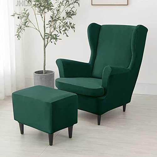 Fibita Wing Back Chair Ottoman Slip Cover Set