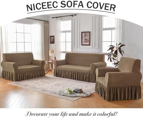 NICEEC Thick Plush Sofa Slipcover with Skirt