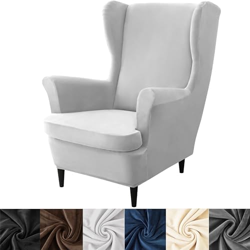 HFCNMY Wingback Chair Covers 2 Piece Stretch Velvet