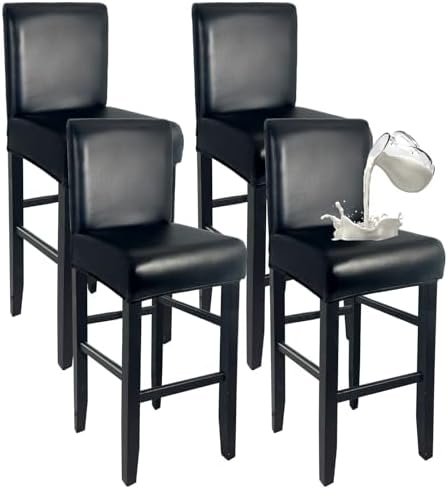 WENZMOC PU Leather Bar Stool Covers Set of 4 Waterproof Black