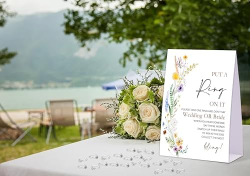 Boho Wildflower Bridal Shower Game with 50 Fake Rings