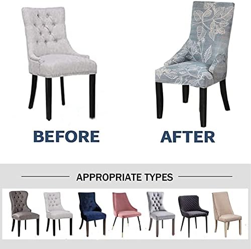 2 Piece Stretch Wingback Chair Cover for Dining Room