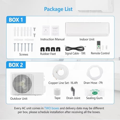 Bonnlo 17000BTU Wifi Enabled Mini Split AC Heater Unit
