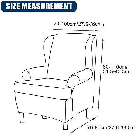 Wingback Chair Slipcover 2 Piece Turquoise Blue